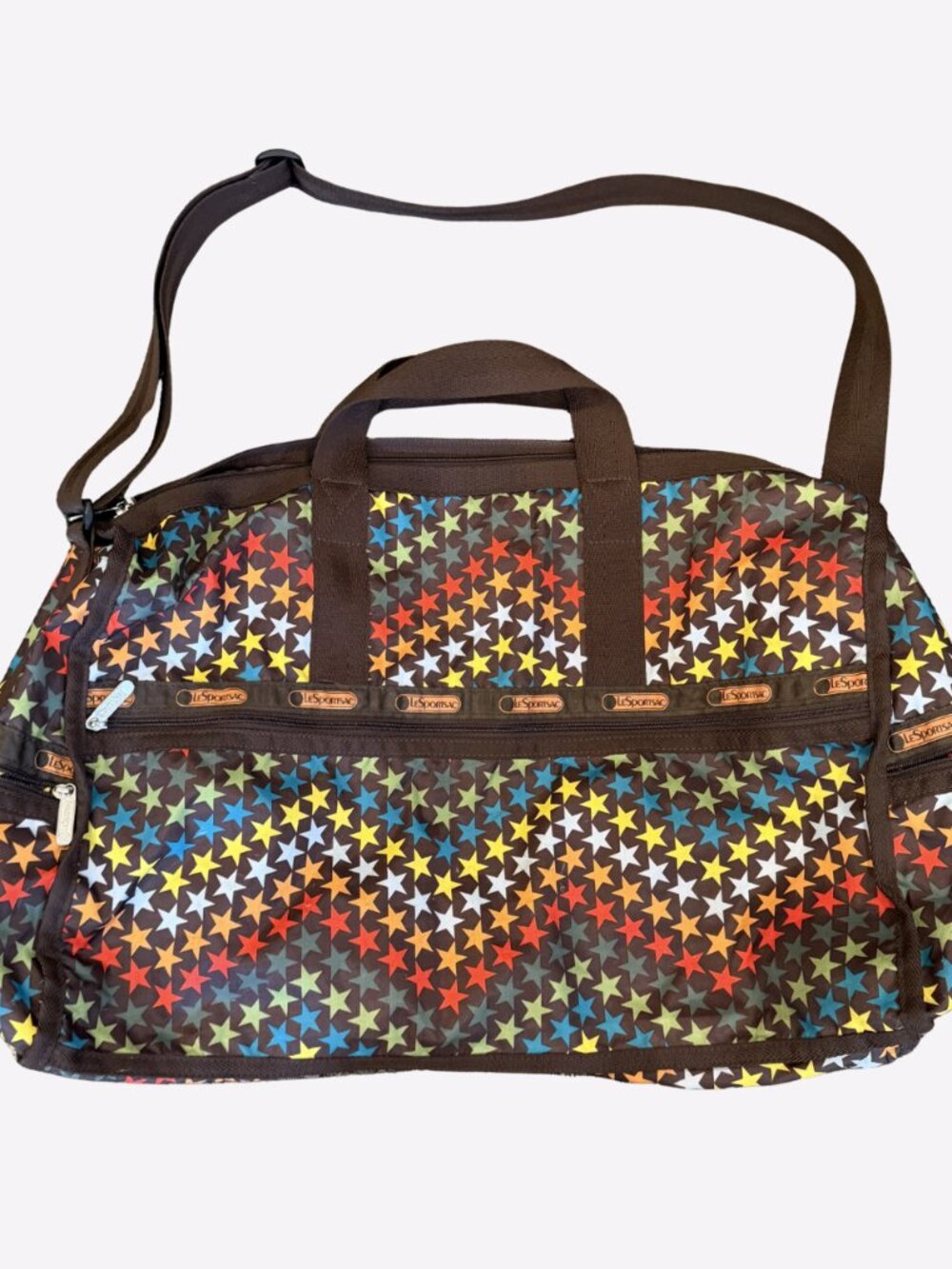 Le SportSac Duffle Tote Star Pattern Double Handle Shoulder Strap Travel Bag
